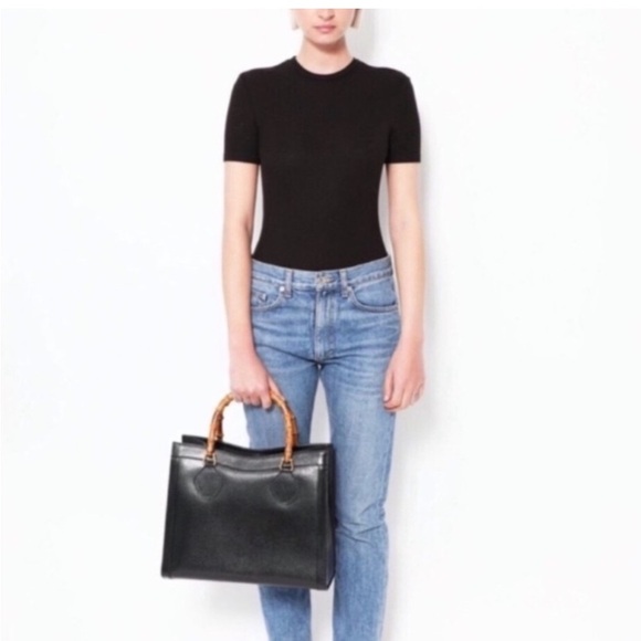 Authentic Gucci Diana tote bag black leather bamboo handles - Picture 2 of 16